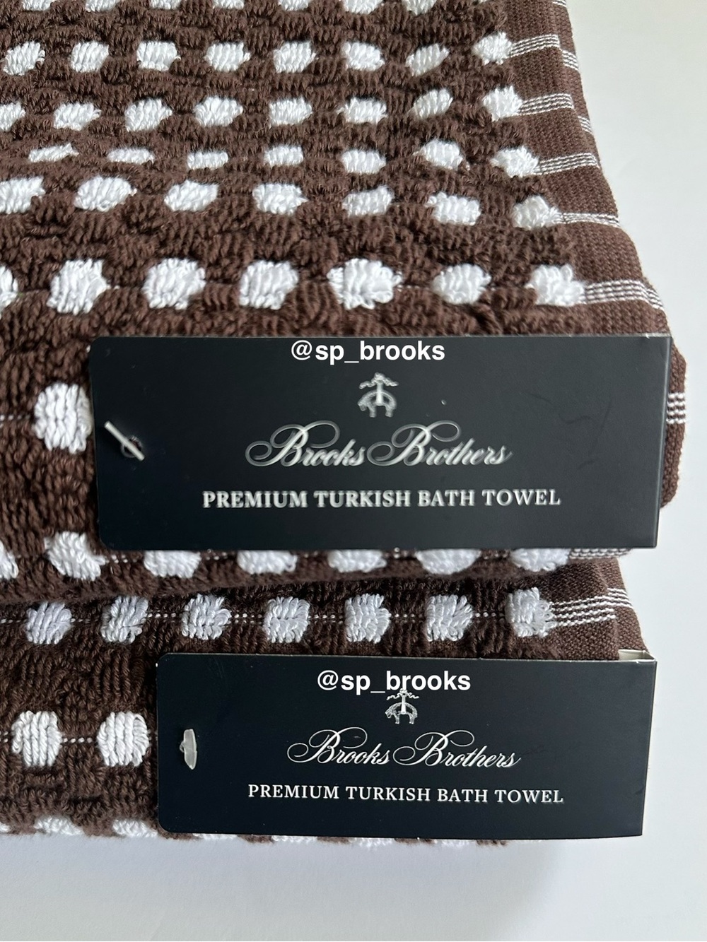 🎁6PC Brooks Brothers Premium Turkish Cotton Bath Towel Set - Brown and White - Picture 3 of 12